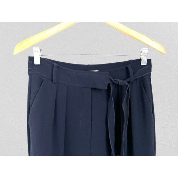 Rebecca Taylor Wide-Leg High-Waisted Pleated Pants With Belt Tie Detail Size 6 - Picture 1 of 10